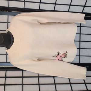 SUNDANCE Cream Wool Embroidered Sweater sz S/M
